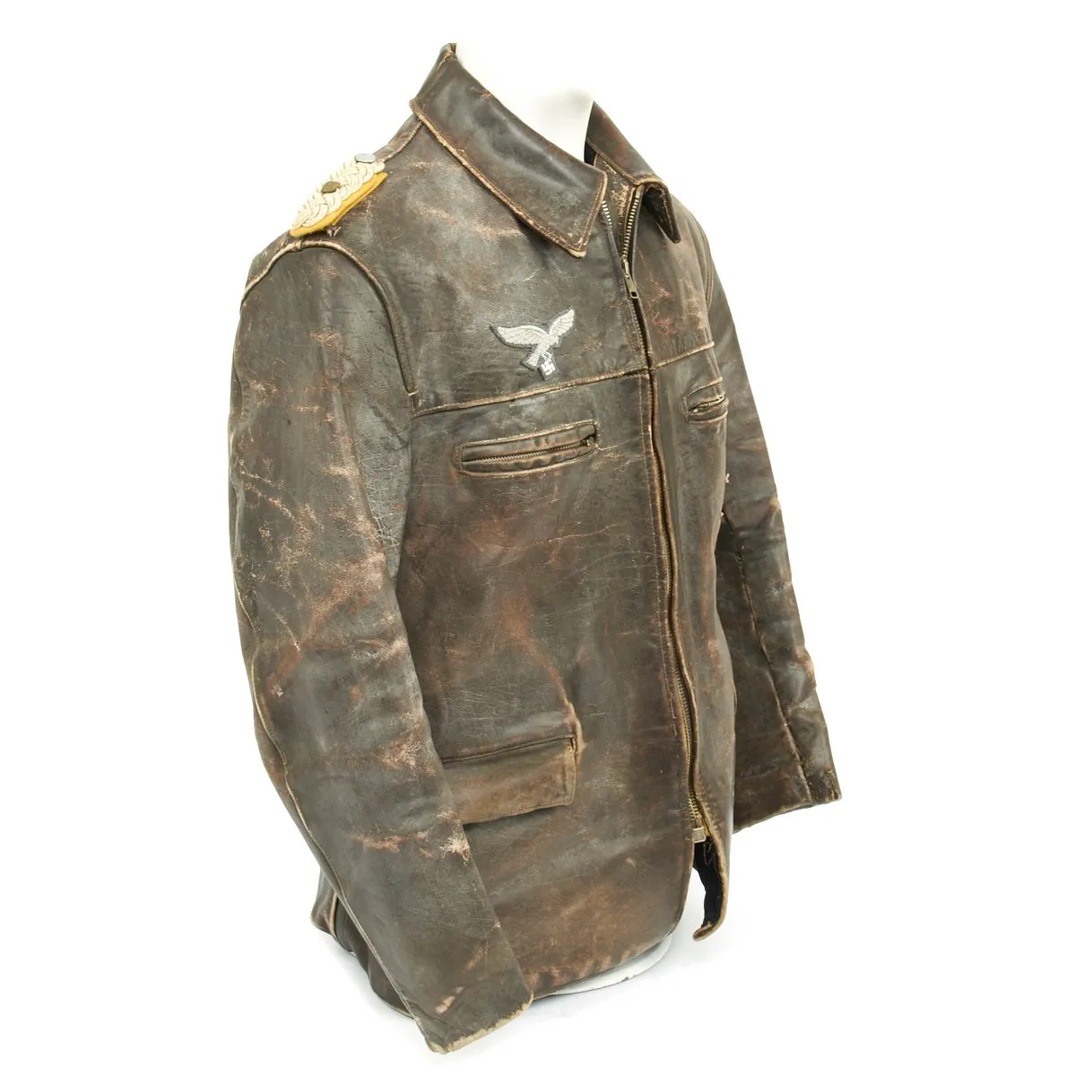 Original German WWII Luftwaffe Officer Oberstleutnant Leather Flight Jacket