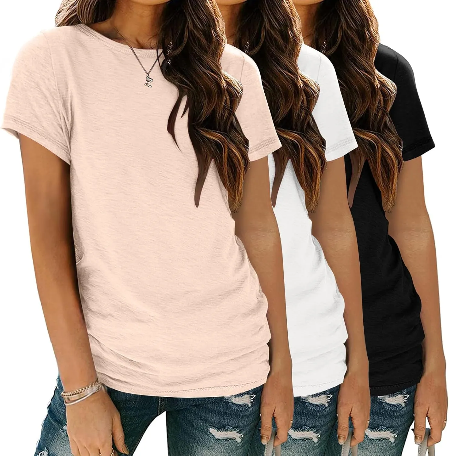Zeagoo Womens 3 Pack T Shirts Basic Short Sleeve Tees